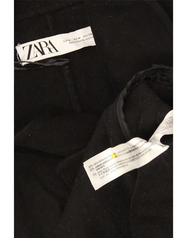 Zara Mujer Abrigo Extragrande UK 44 Mediano Lana Negra