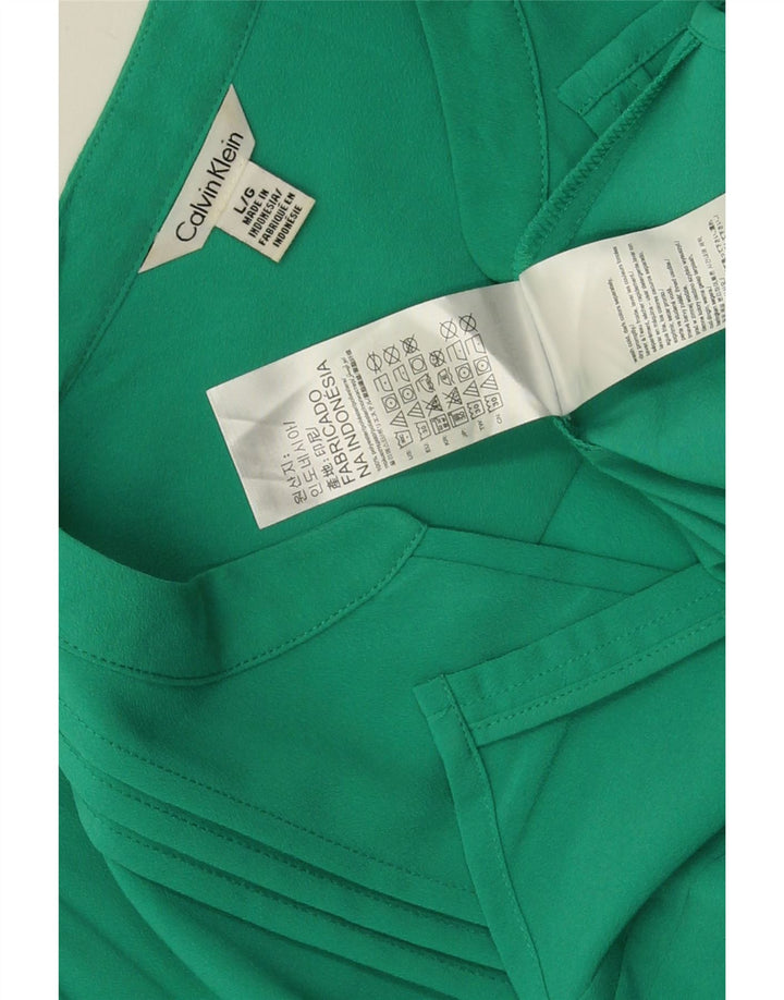 Blusa tipo camisa para mujer Calvin Klein UK 46 Poliéster verde grande