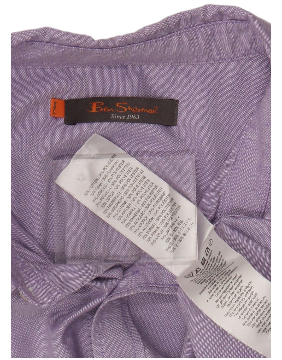 BEN SHERMAN Camisa Manga Corta Hombre 3XL Algodón Morado
