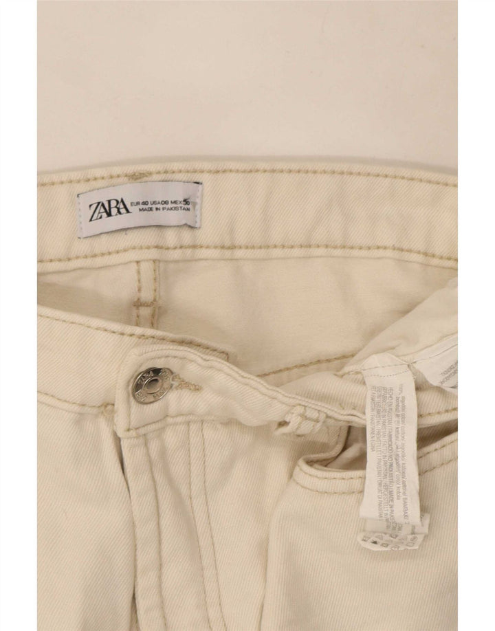 Zara Jeans Rectos Mujer EU 40 Medium W30 L27 Algodón Blanco