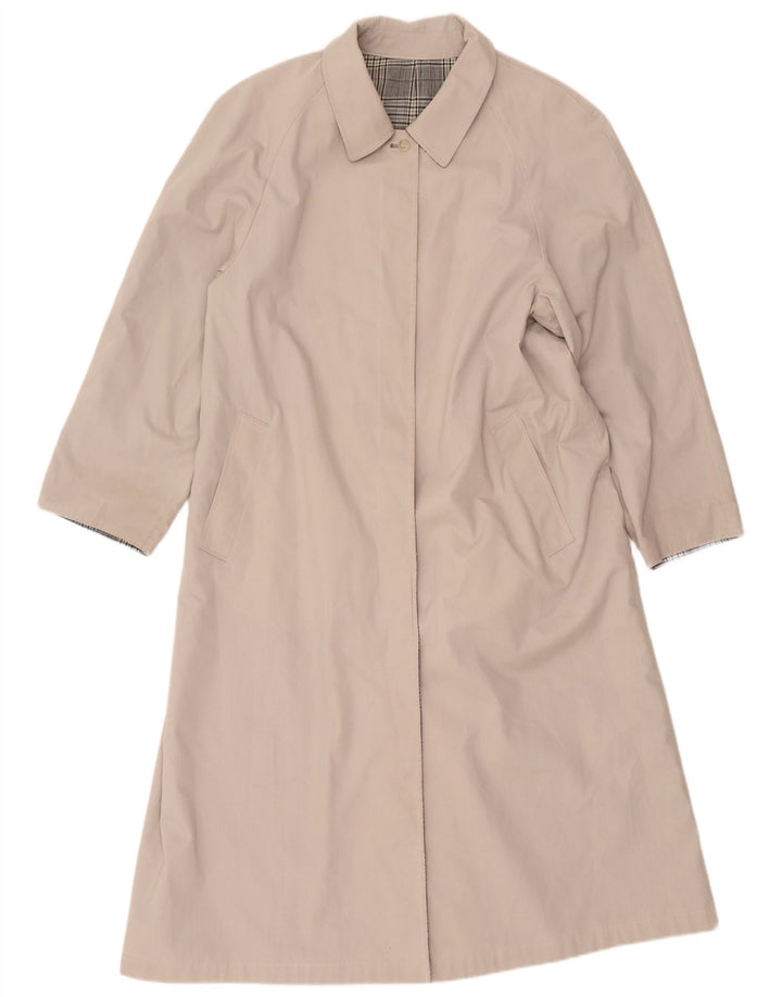 Vintage mujer abrigo reversible Reino Unido 12 beige medio