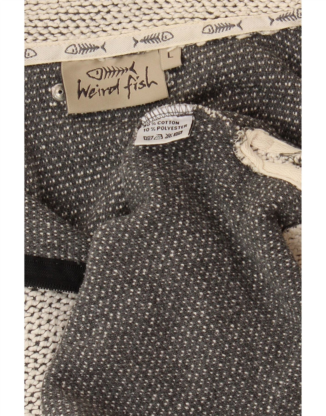 WEIRD FISH Sudadera con cuello y cremallera para hombre, jersey grande de algodón gris