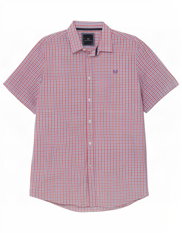 Crew Clothing Camisa de manga corta para hombre 2XL Algodón a cuadros rojos