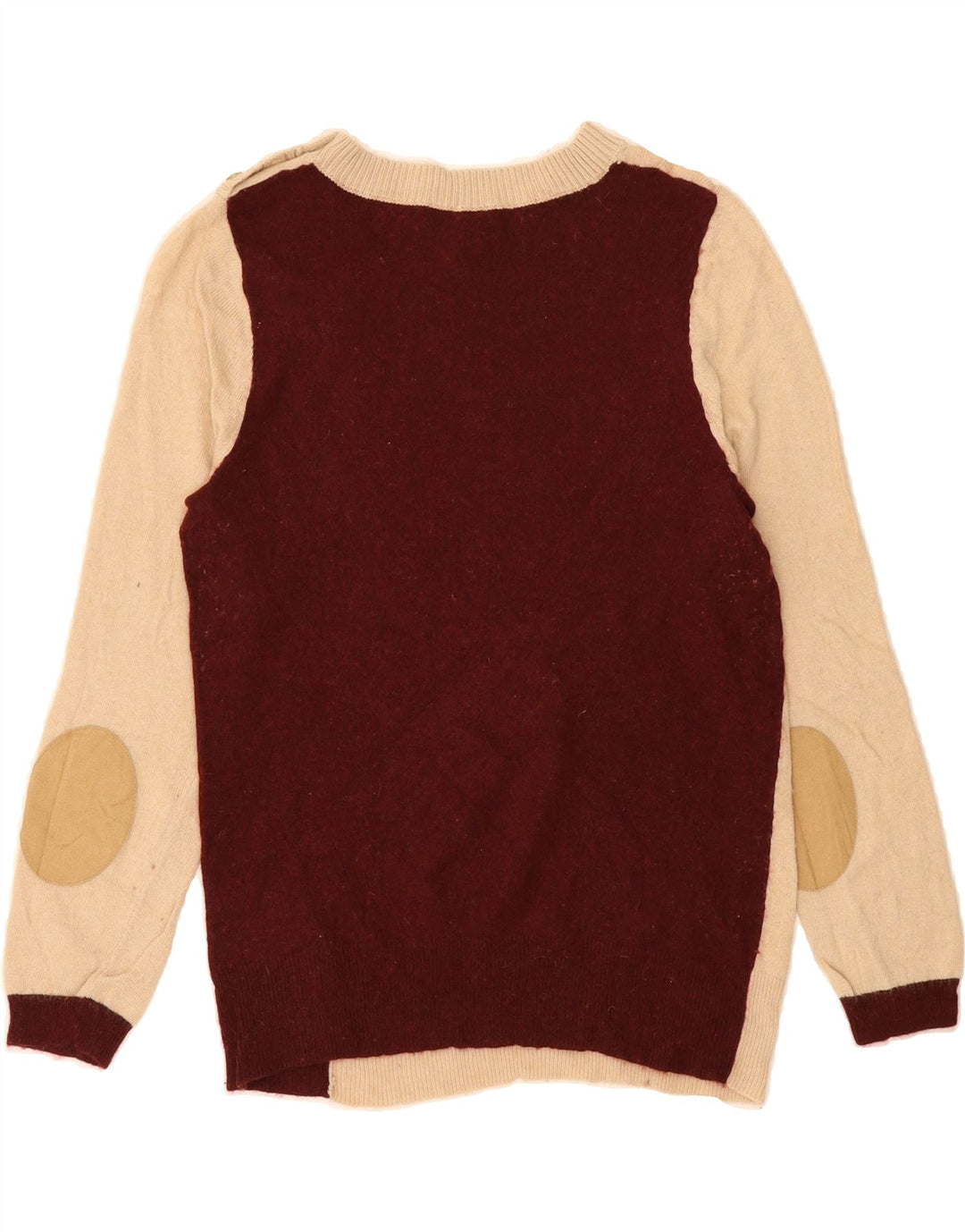 J. CREW Womens Crew Neck Jumper Sweater UK 12 Medium Beige Colourblock Vintage J. Crew and Second-Hand J. Crew from Messina Hembry 