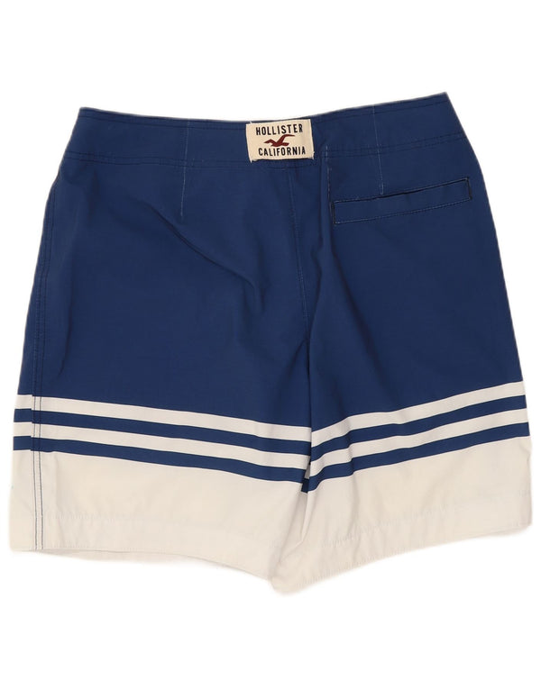 Hollister Mens Regular Swimming Shorts Small Blue Colourblock Polyester