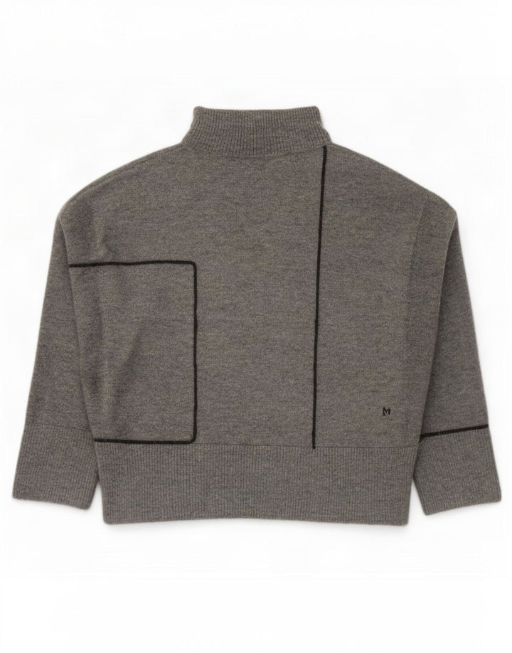 Zara Mujer Suéter De Cuello Alto De Gran Tamaño UK 44 Acrílico Gris Medio