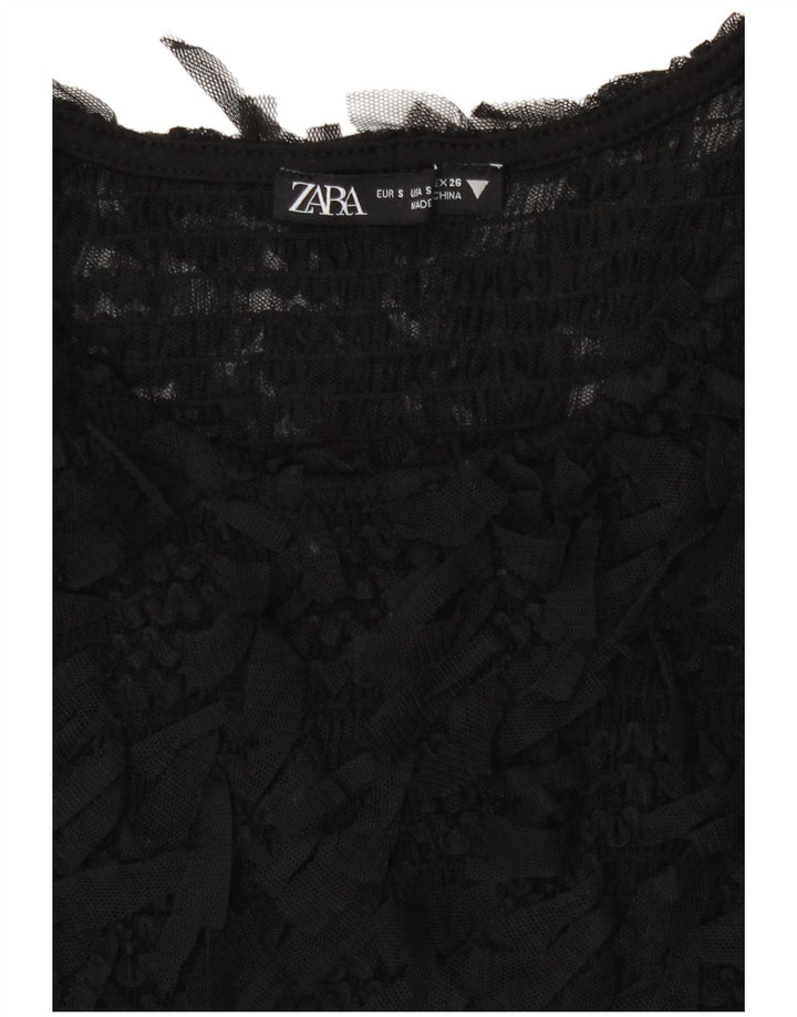Zara Mujer Crop See Through Blusa Top Reino Unido 8 Pequeño Negro
