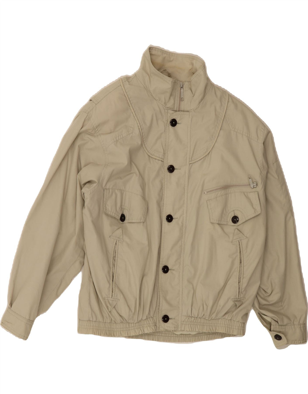 VINTAGE Mens Bomber Jacket UK 42 XL Beige Polyester Vintage Vintage and Second-Hand Vintage from Messina Hembry 