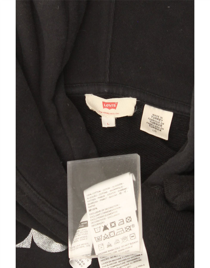 LEVI'S Jersey con capucha extragrande gráfico para mujer Reino Unido 46 Grande Algodón negro