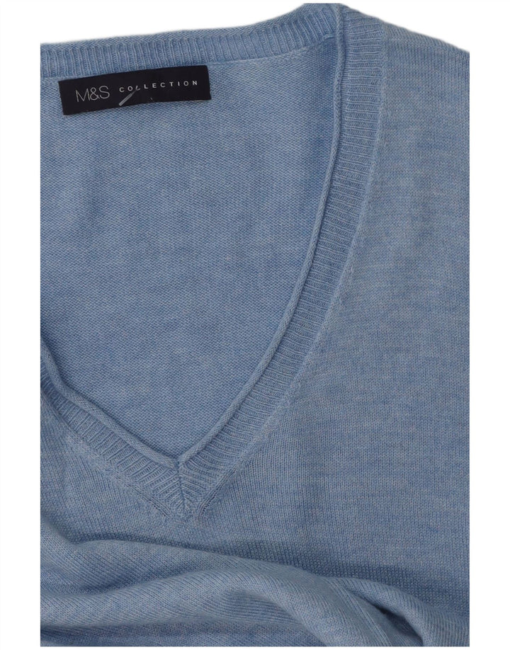 Marks & Spencer Suéter con cuello en V para mujer UK 44 Azul medio