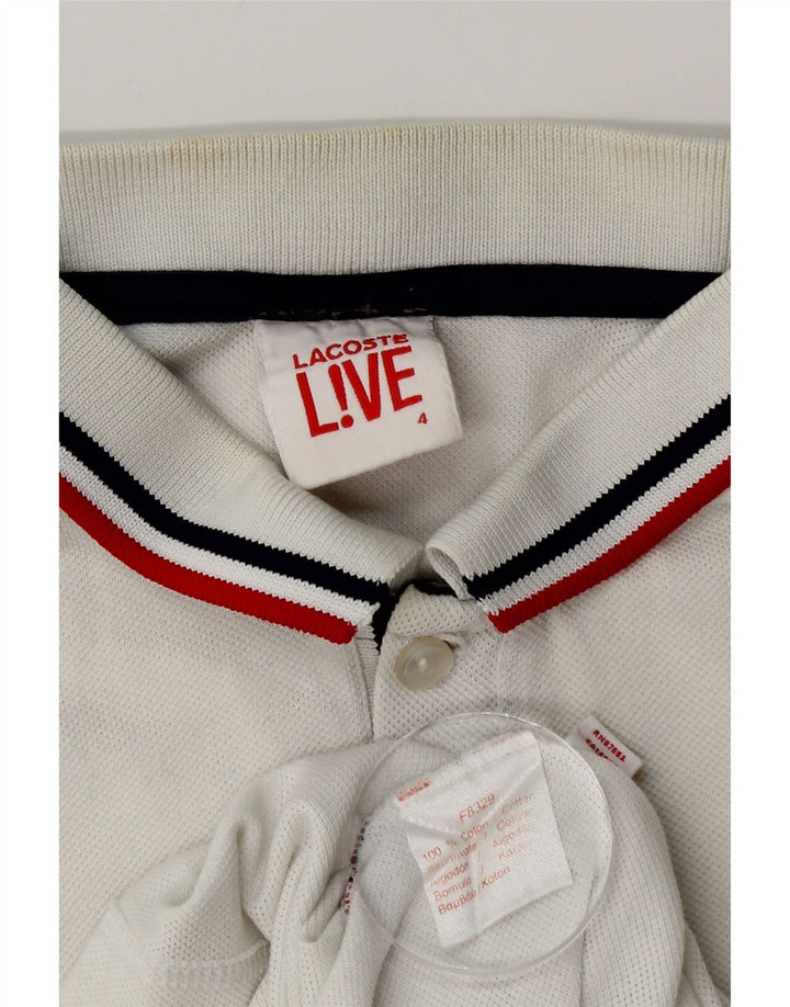 LACOSTE Polo para hombre talla 4 mediano algodón blanco