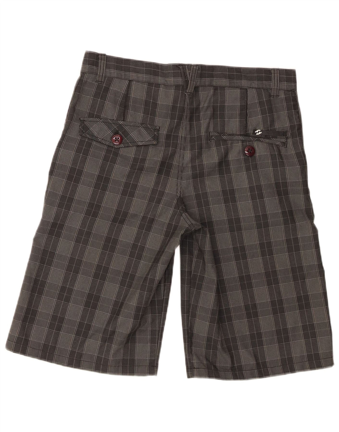 Billabong Pantalones cortos chinos para niños 15-16 años W32 Poliéster a cuadros grises