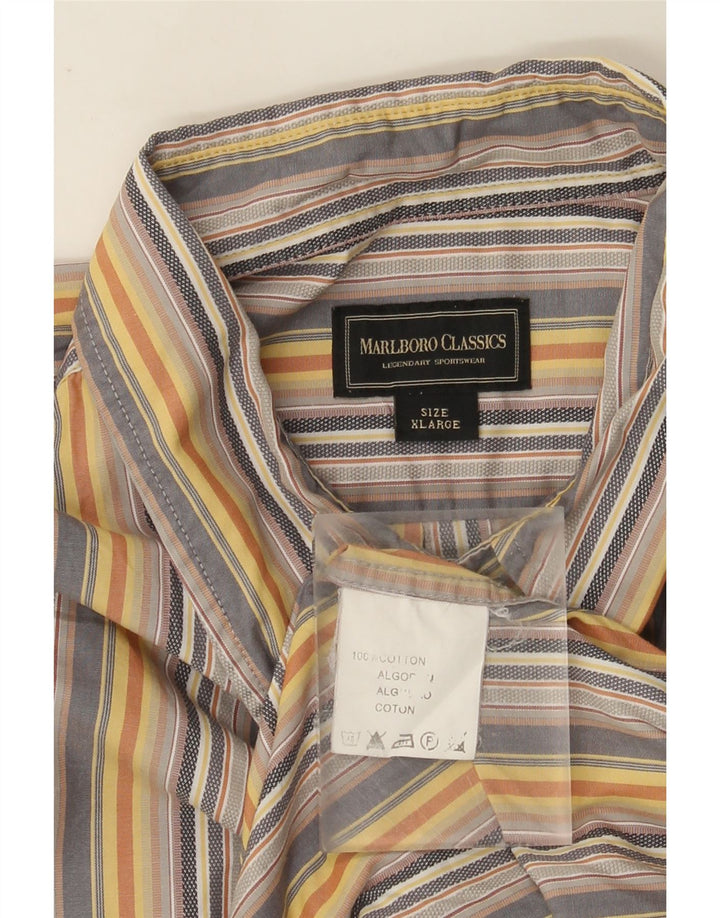 Camisa Marlboro Classics Hombre XL Algodón Rayas Gris