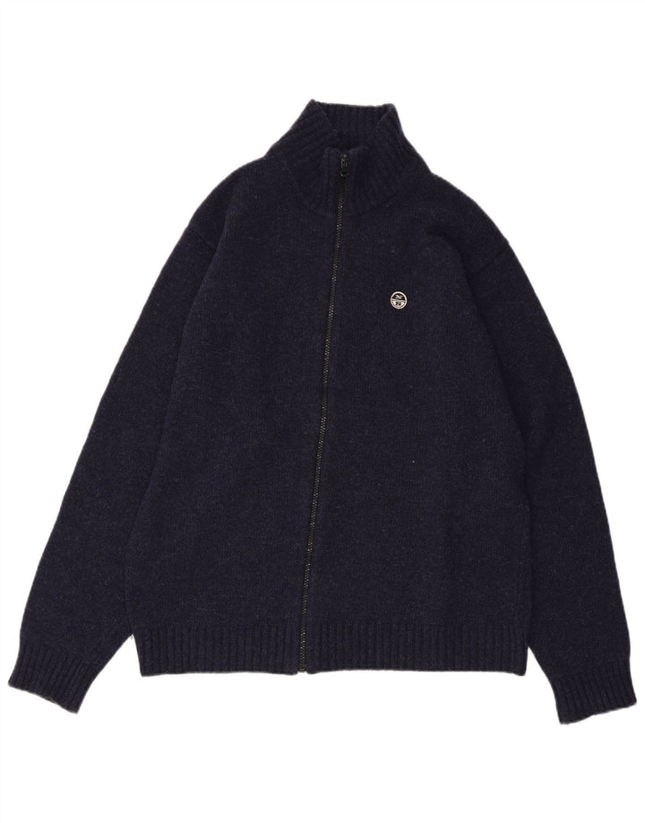 NORTH SAILS Suéter tipo cárdigan para hombre pequeño de lana azul marino