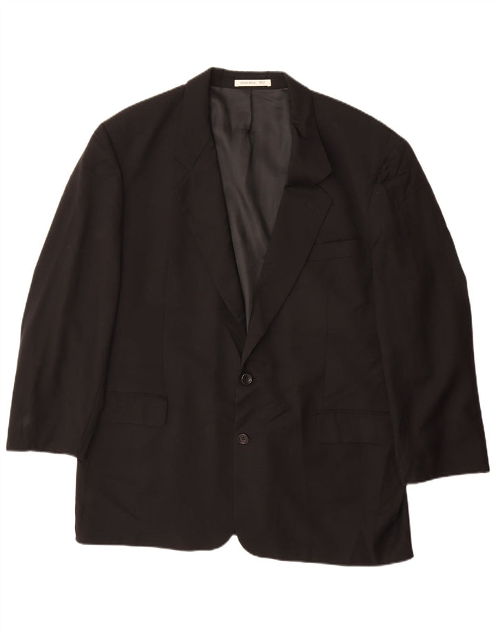 HUGO BOSS Chaqueta tipo blazer de 2 botones para hombre EU 56 3XL Negro Lana virgen