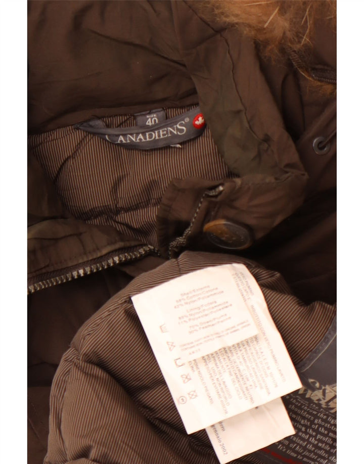 CANADIENS Chaqueta acolchada con capucha para mujer EU 40 Algodón marrón medio