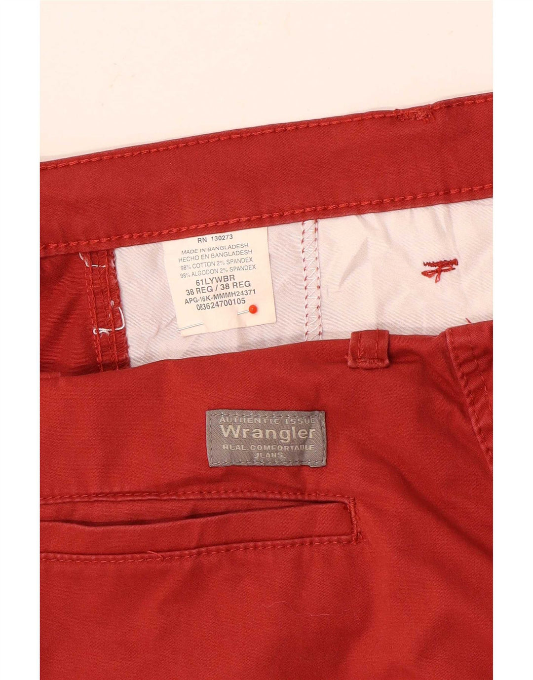 Wrangler Pantalones cortos cargo para hombre W38 XL Algodón rojo