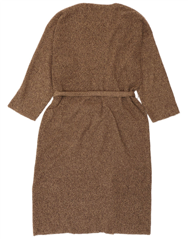 Zara Mujer Jersey Cárdigan Largo Extragrande UK 44 Marrón Medio Moteado