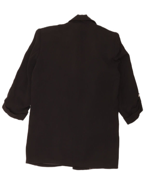 Zara Chaqueta tipo blazer abierta de manga 3/4 extragrande para mujer UK 6 XS Poliéster negro