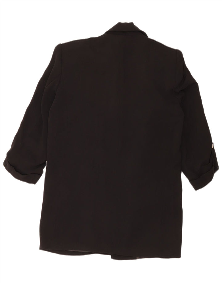 Zara Chaqueta tipo blazer abierta de manga 3/4 extragrande para mujer UK 6 XS Poliéster negro