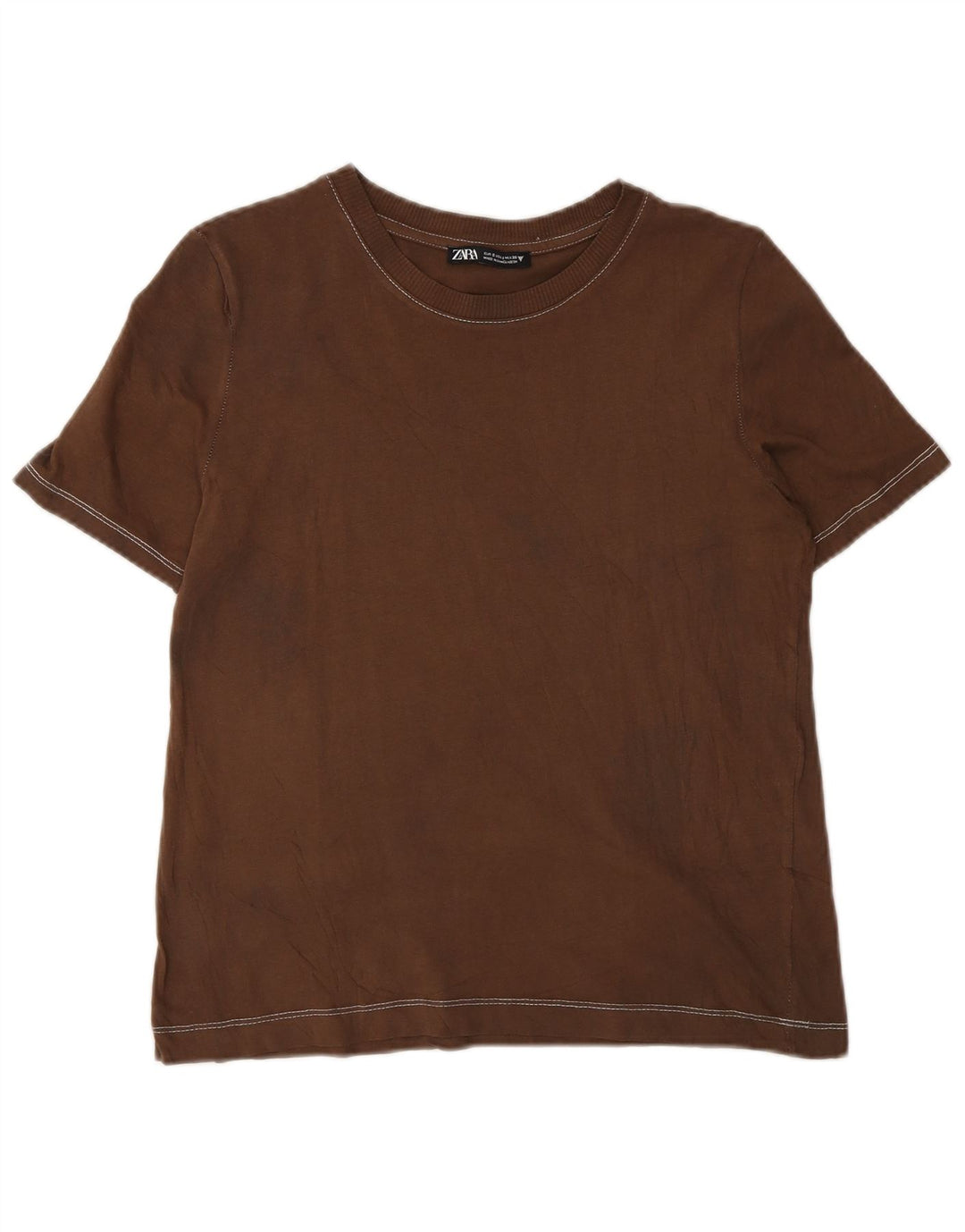 Zara Mujer Camiseta Top UK 10 Small Marrón