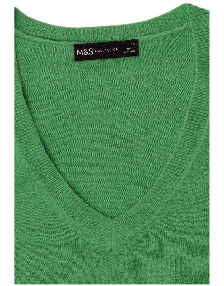 Marks & Spencer Suéter con Cuello en V para Mujer UK 44 Grande Verde