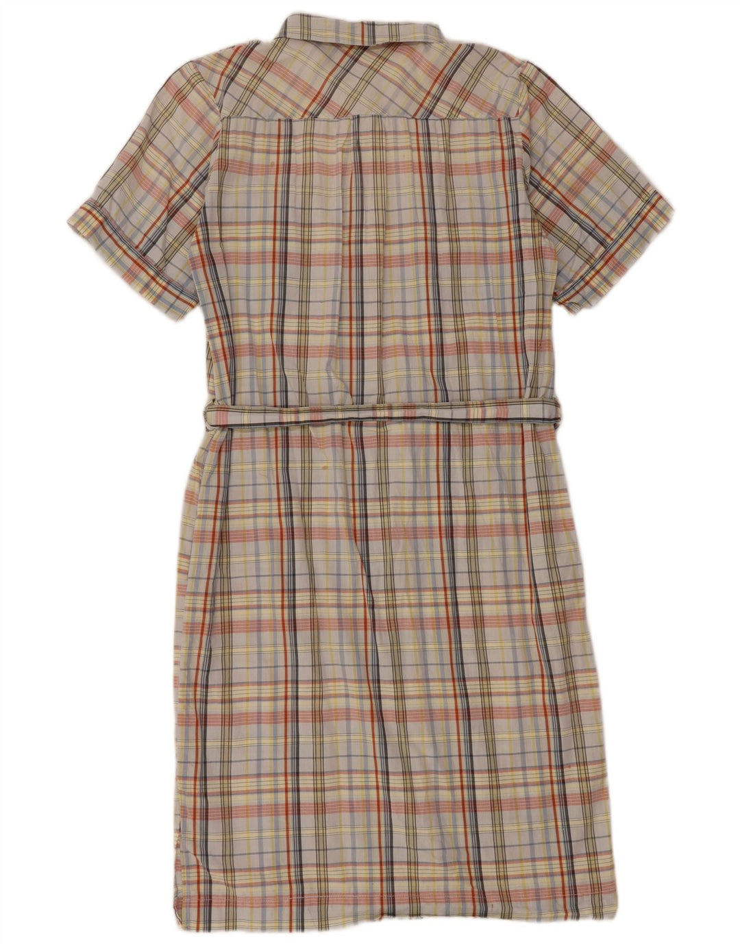 Vintage mujer camisa vestido Reino Unido 14 medio multicolor cheque algodón