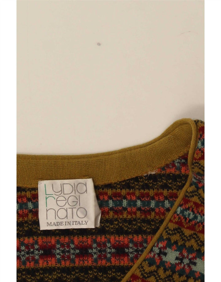 Vintage hombres sin mangas Cardigan suéter medio multicolor Fair Isle