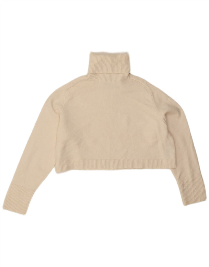 Zara Mujer Crop Oversize Roll Neck Jumper Sweater UK 14 Medium Off White