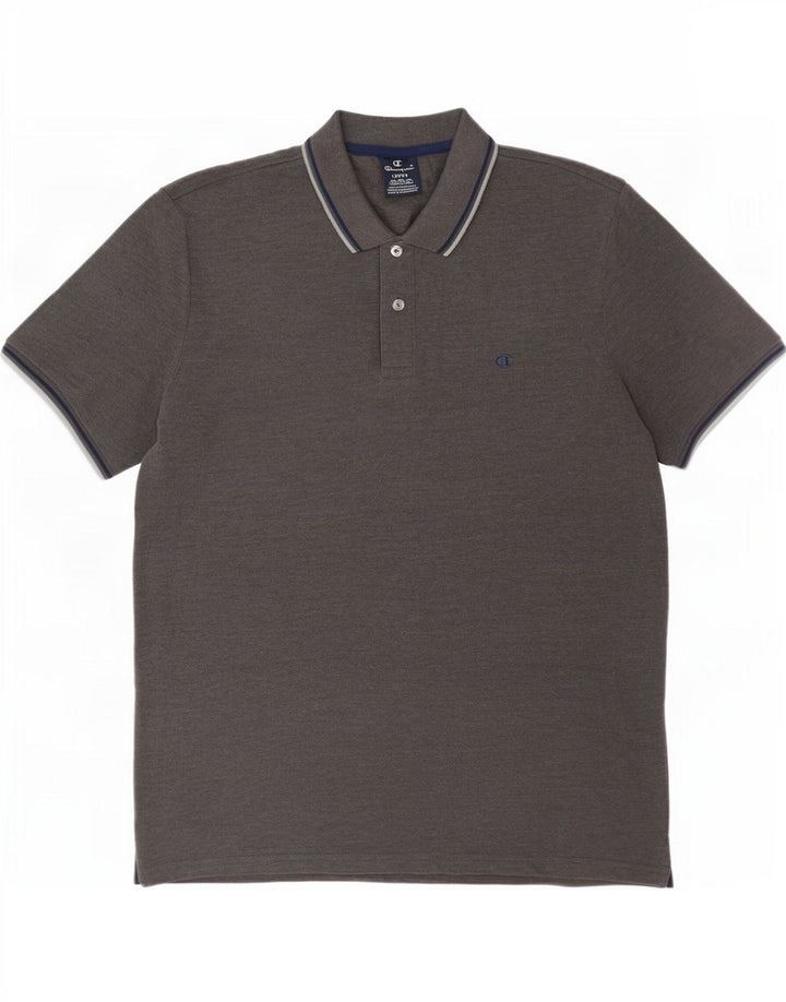 Champion Polo Para Hombre De Algodón A Rayas Gris Grande
