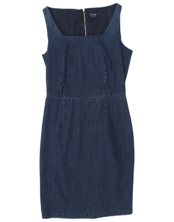 Armani Jeans Mujer Vestido Vaquero Sin Mangas IT 46 Grande Azul Marino Algodón