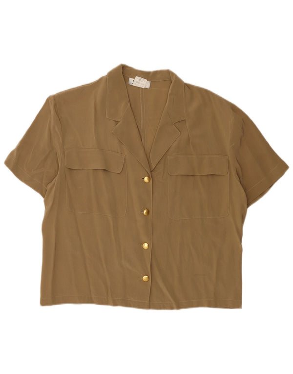 Genny Blusa de manga corta para mujer UK 46 Large Seda Beige