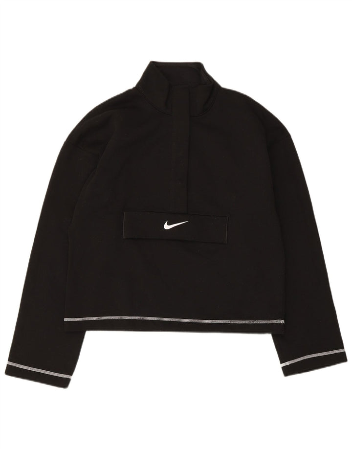 Nike - Sudadera extragrande Swoosh para mujer, talla 6, XS, poliéster negro