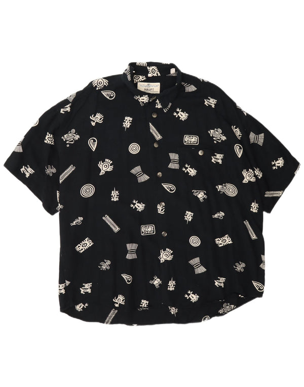 Haupt Camisa de manga corta con estampado abstracto para hombre UK 45/46 2XL Azul marino