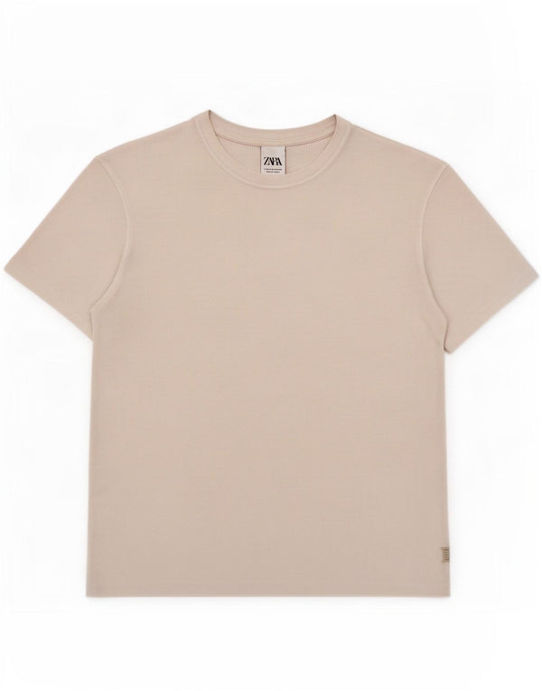 Zara Hombre Camiseta Top Medium Blanco Algodón