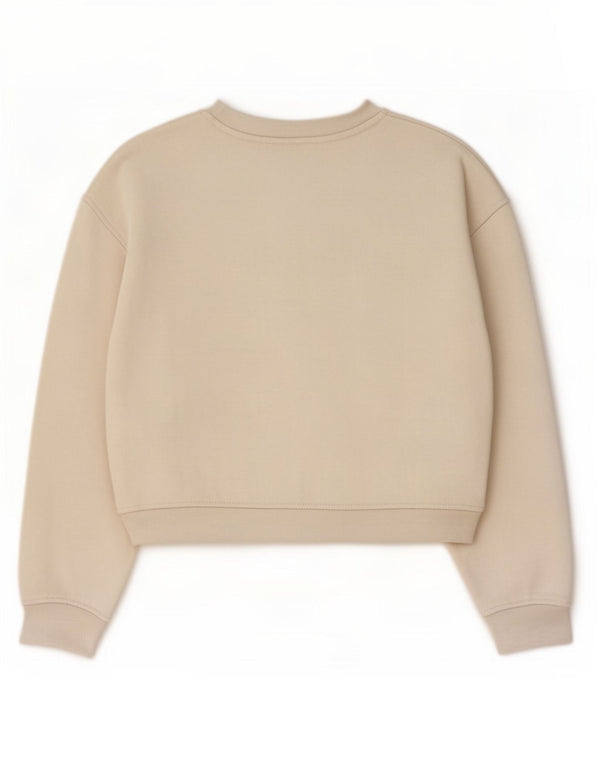 Zara Mujer Crop Sudadera Jumper UK 14 Medium Off White Algodón