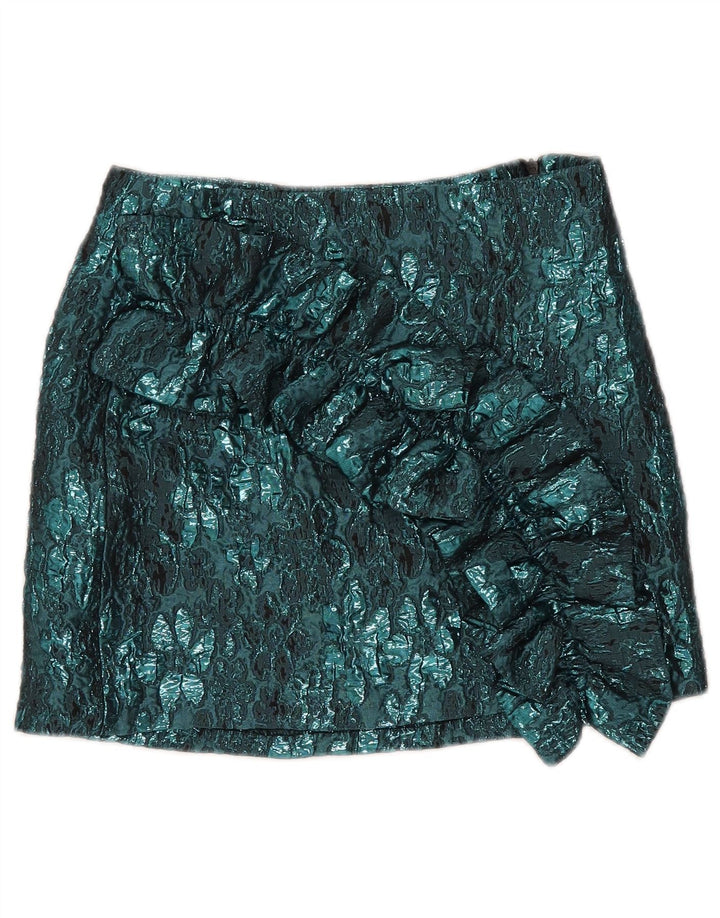 Zara Mujer Mini Falda XS W24 Azul Floral Poliéster