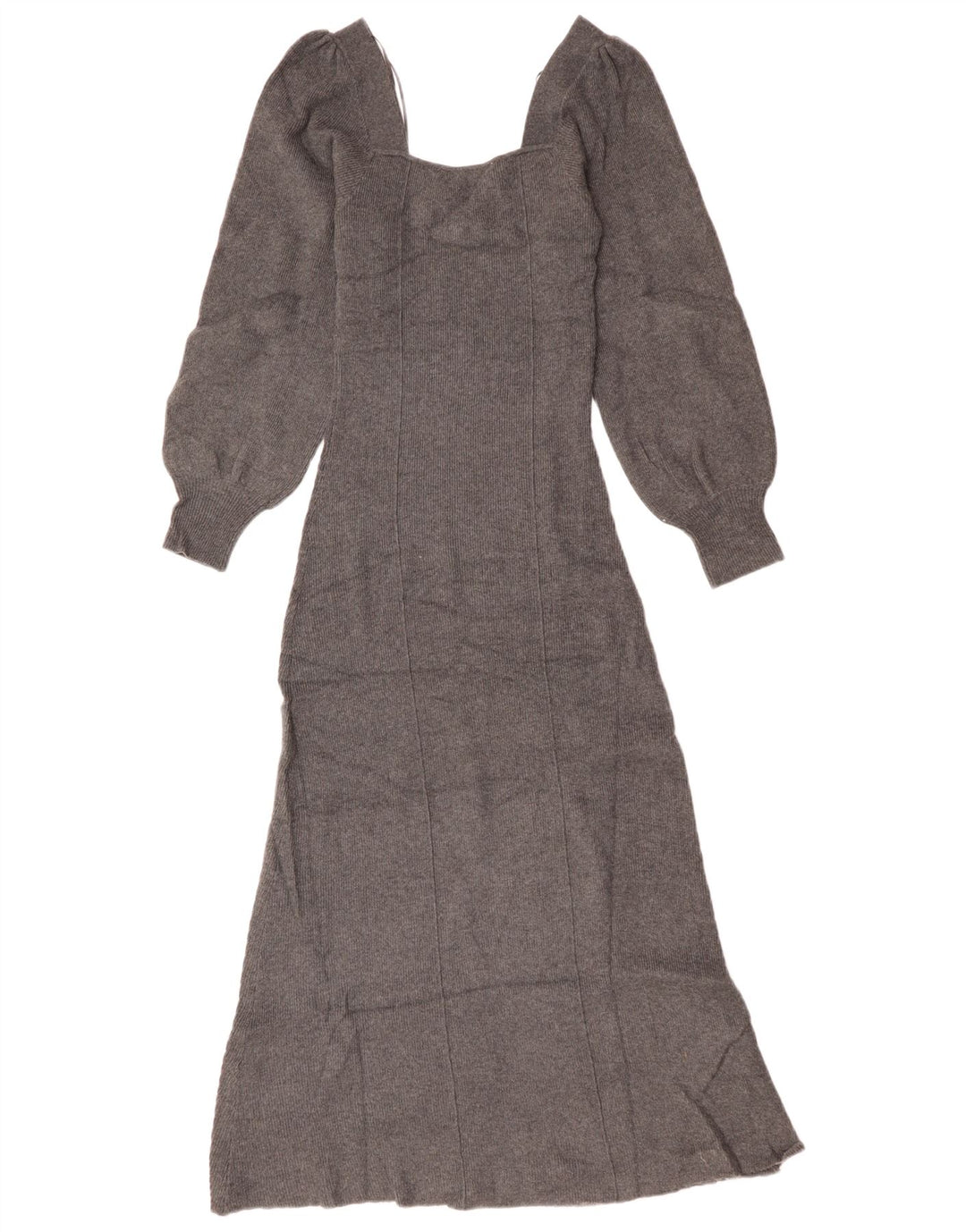 ZARA Vestido tipo jersey de manga larga para mujer UK 8 Small Gris Acrílico