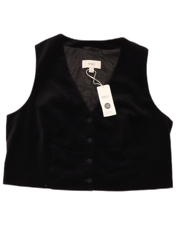Marks & Spencer Chaleco de Terciopelo para Mujer UK 40 XL Algodón Negro