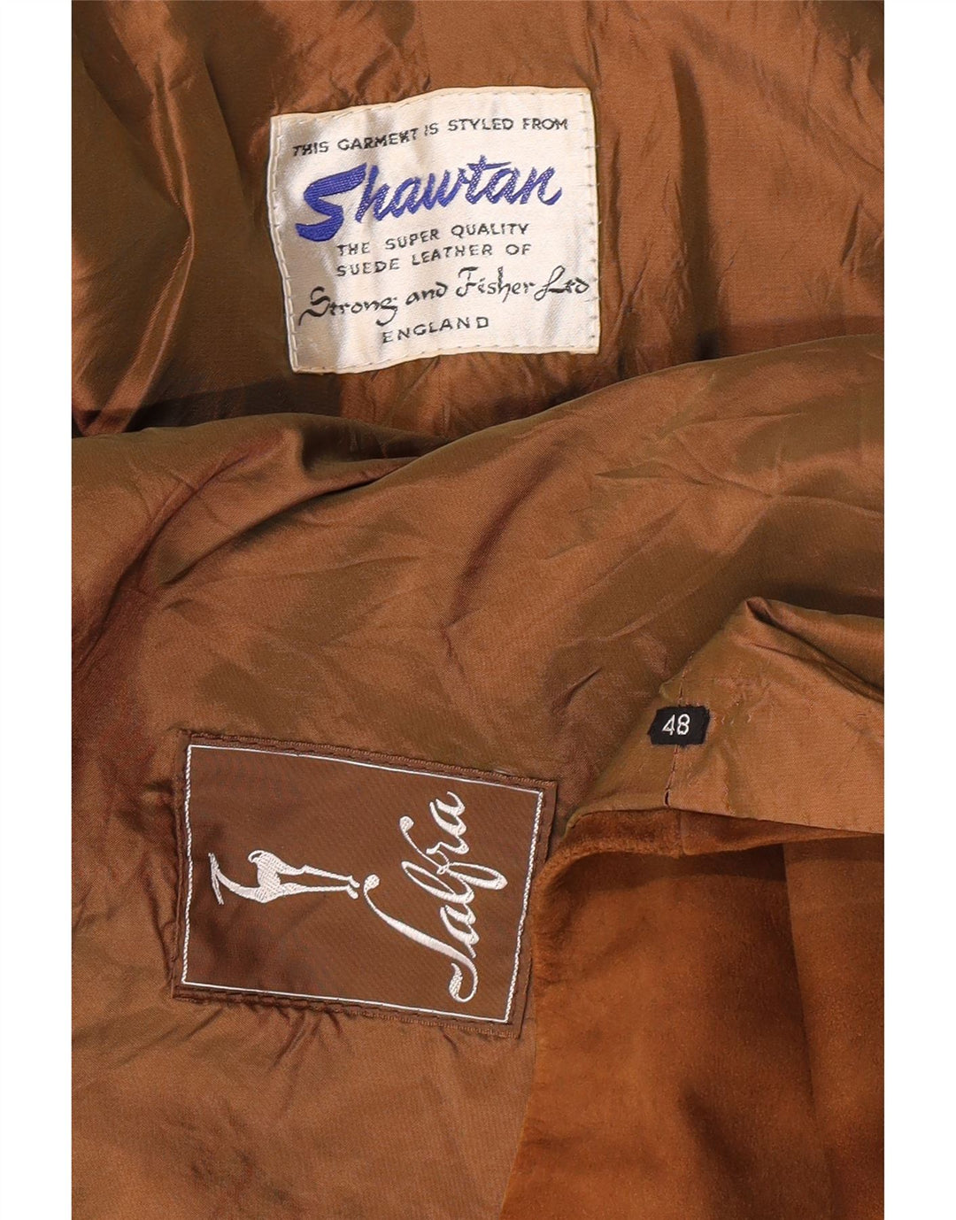 STRONG &FISHER LTD Abrigo de ante vintage para mujer Reino Unido 18 XL Marrón Clásico