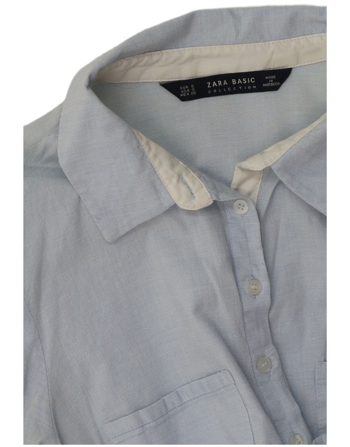 Zara Mujer Jersey Camisa UK 10 Small Azul