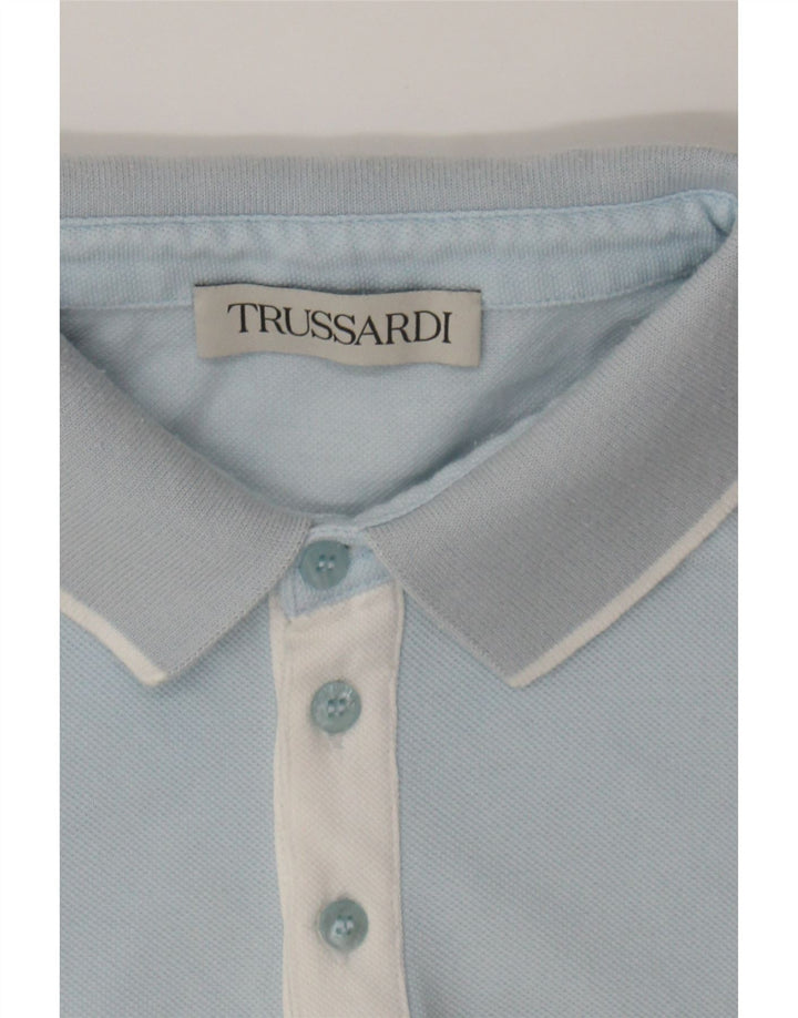 TRUSSARDI Mens Polo Shirt Medium Blue Vintage Trussardi and Second-Hand Trussardi from Messina Hembry 