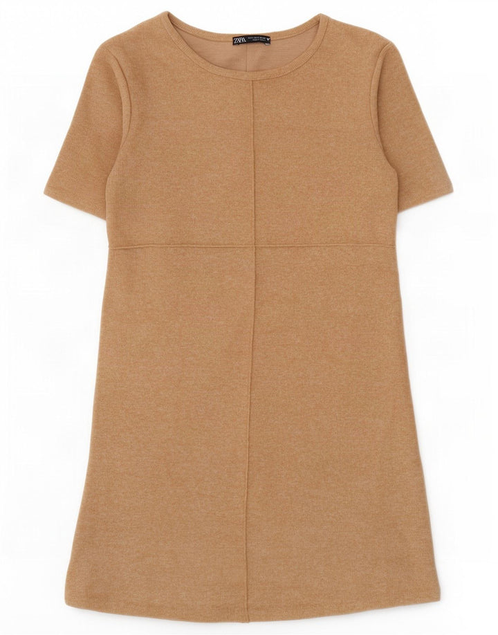 Zara Mujer Vestido Recto UK 10 Small Beige