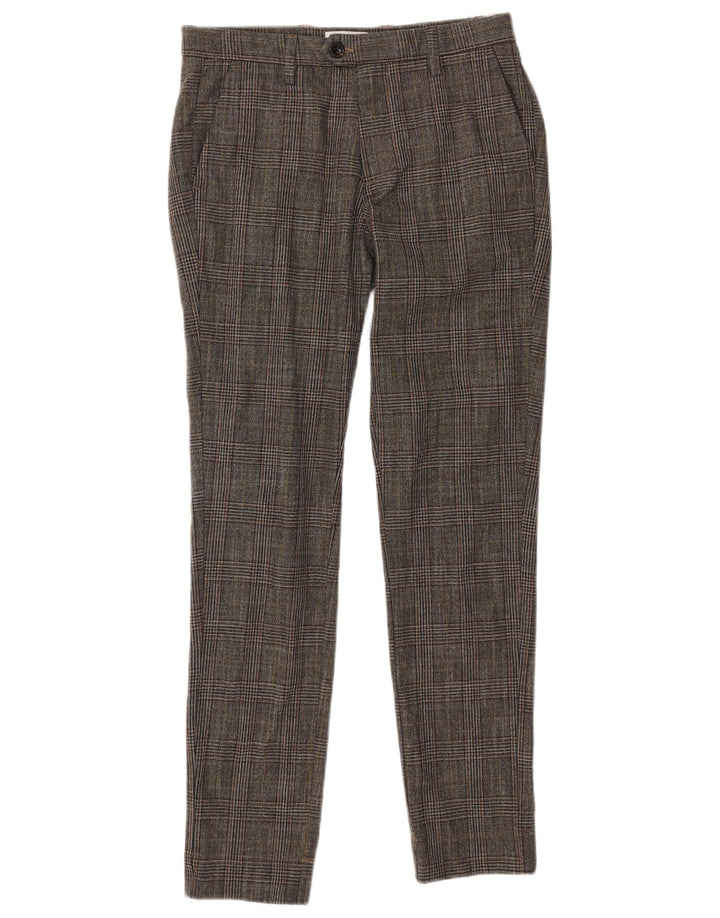 Jack & Jones Pantalón de traje ajustado para hombre W30 L32 Poliéster a cuadros grises