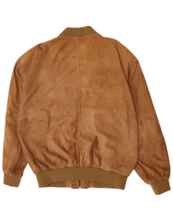 Vintage hombres bombardero ante chaqueta Reino Unido 44 2XL cuero marrón