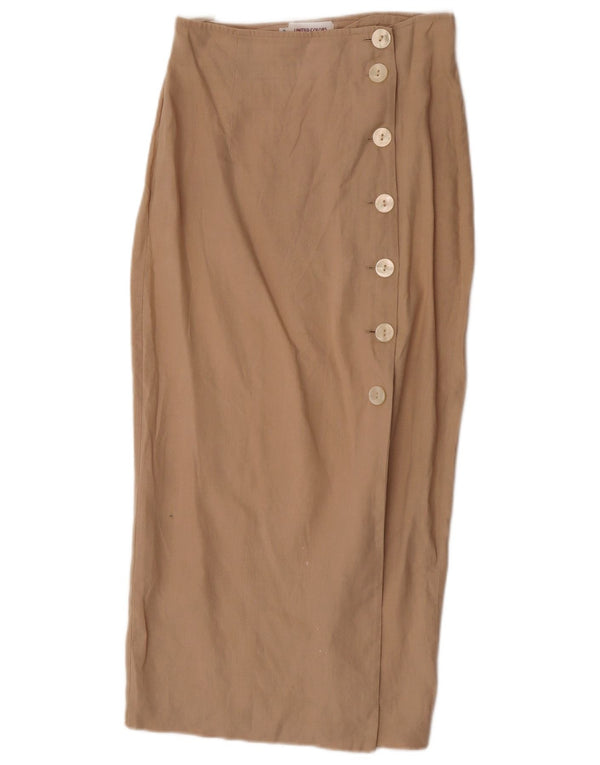 Benetton Falda Larga De Talle Alto IT 42 Medium W26 Lino Beige