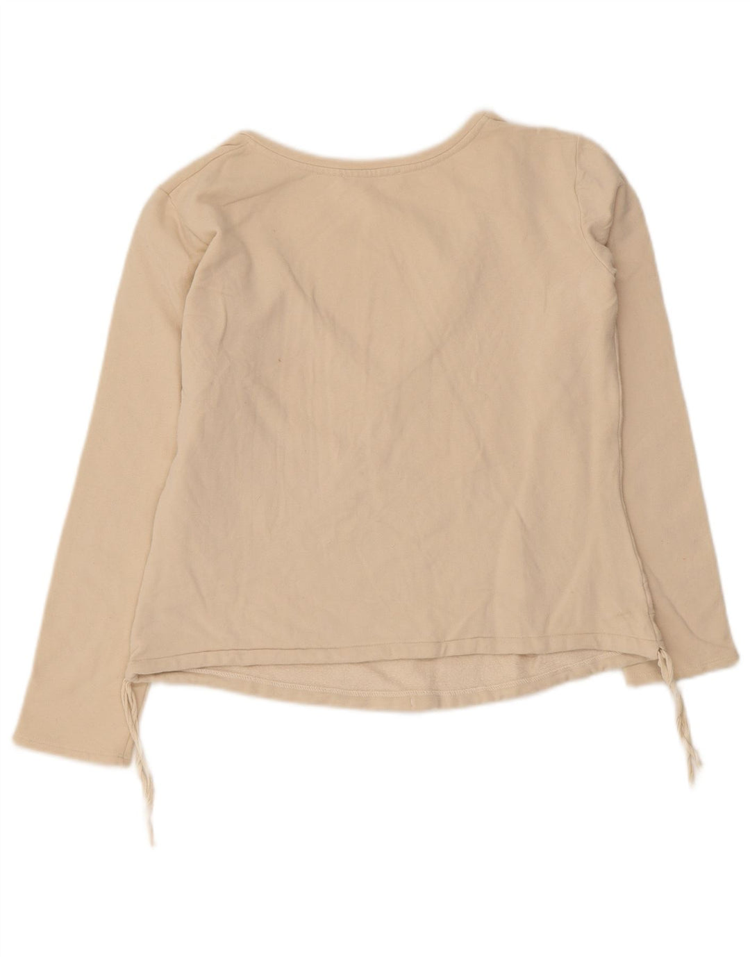 Max Mara Mujer Top Manga Larga UK 10 Small Beige Algodón