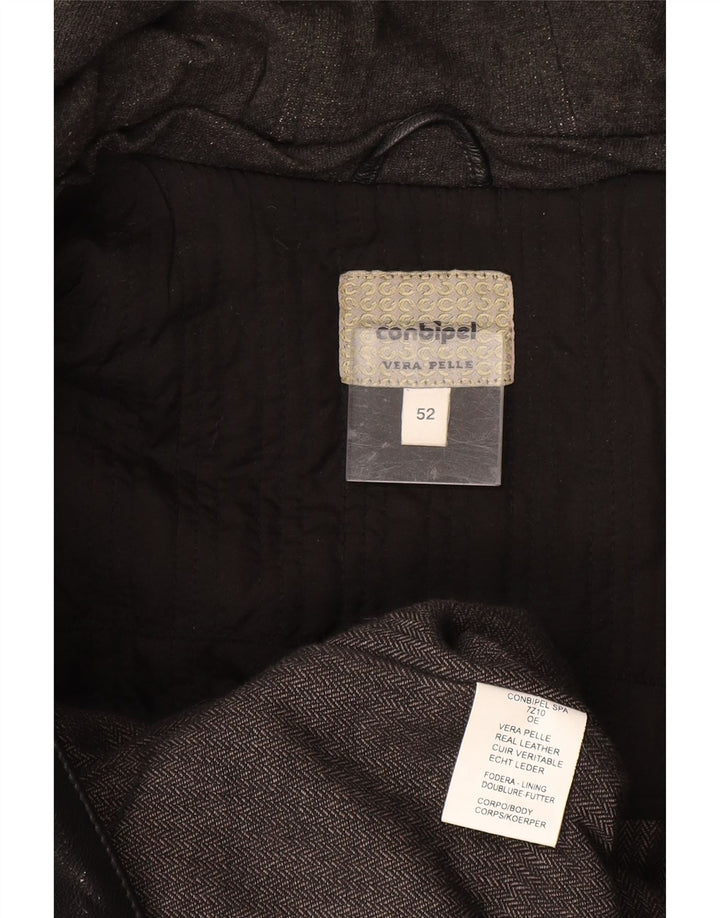 CONBIPEL Chaqueta de cuero con capucha para hombre IT 52 XL Cuero negro