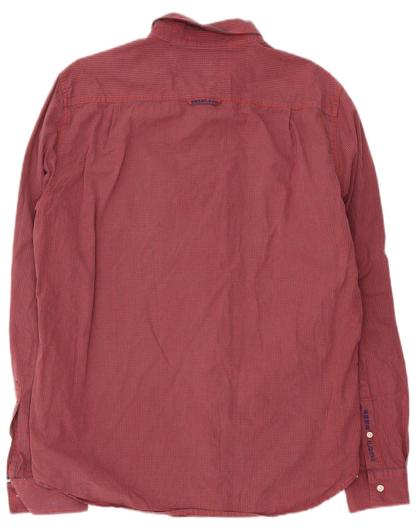 Camisa Superdry para hombre XL de algodón a cuadros rojos