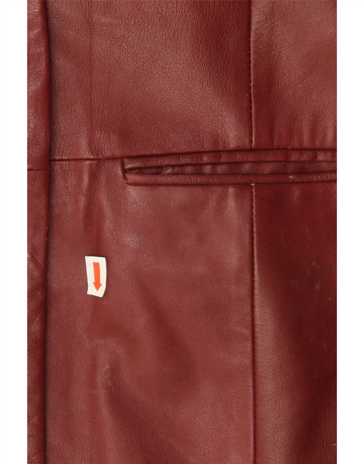 Conbipel Chaqueta Blazer de Cuero con 3 Botones para Mujer IT 46 Grande Cuero Burdeos